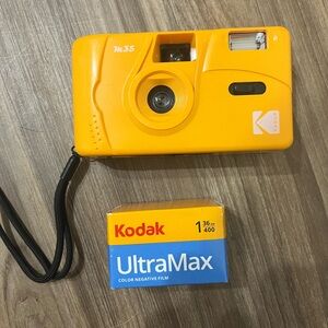 Yellow Kodak Film Camera (with film) battery powered